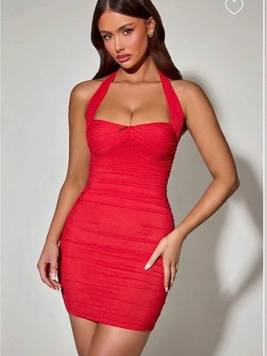 Oh Polly Dresses & Skirts - Aisha Oh Polly Mini Ruched Halter Dress
